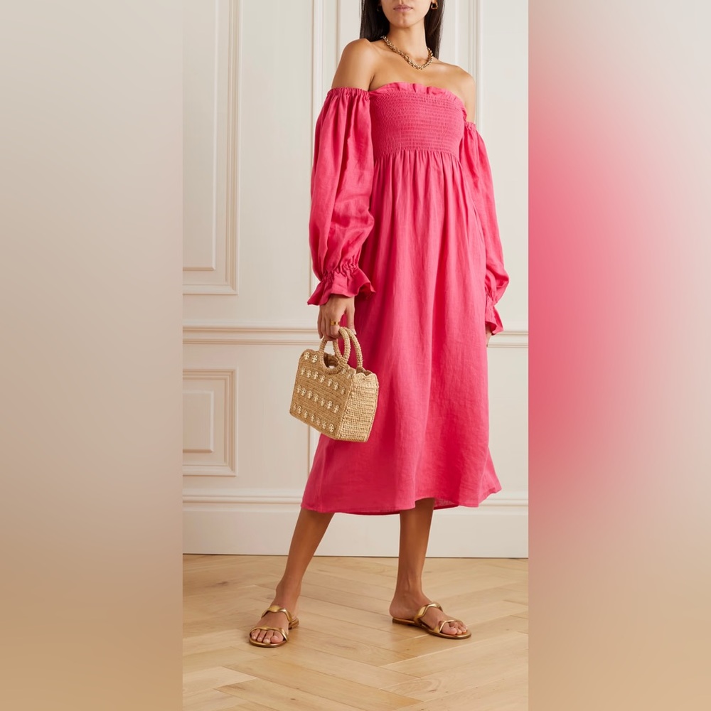 NWT Sleeper Atlanta smocked linen dress